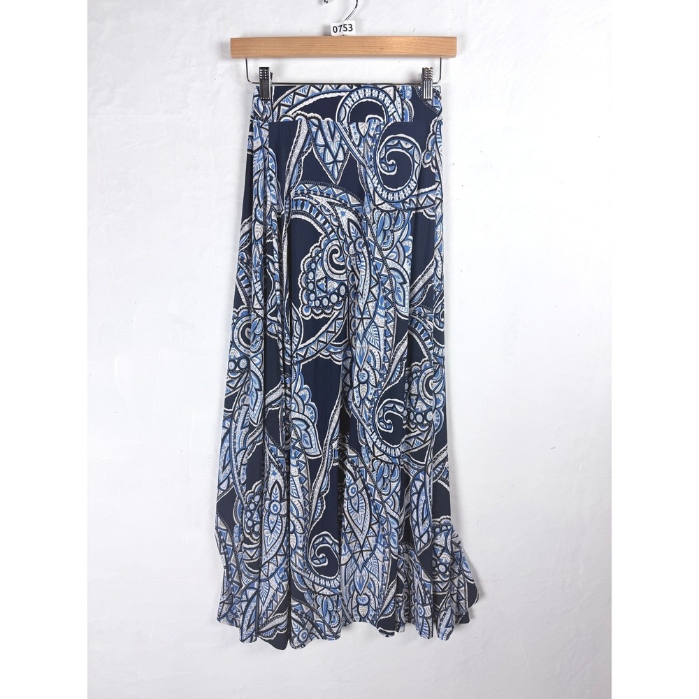 2/$30 INC International Concepts Blue Paisley Print Maxi Skirt Large
